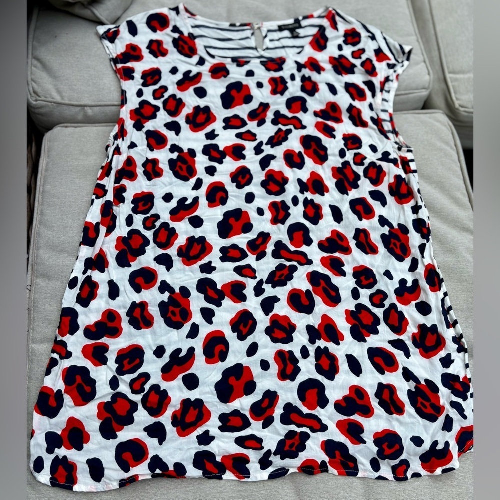 Talbots Animal Print & Stripes Rayon Sleeveless Blouse M